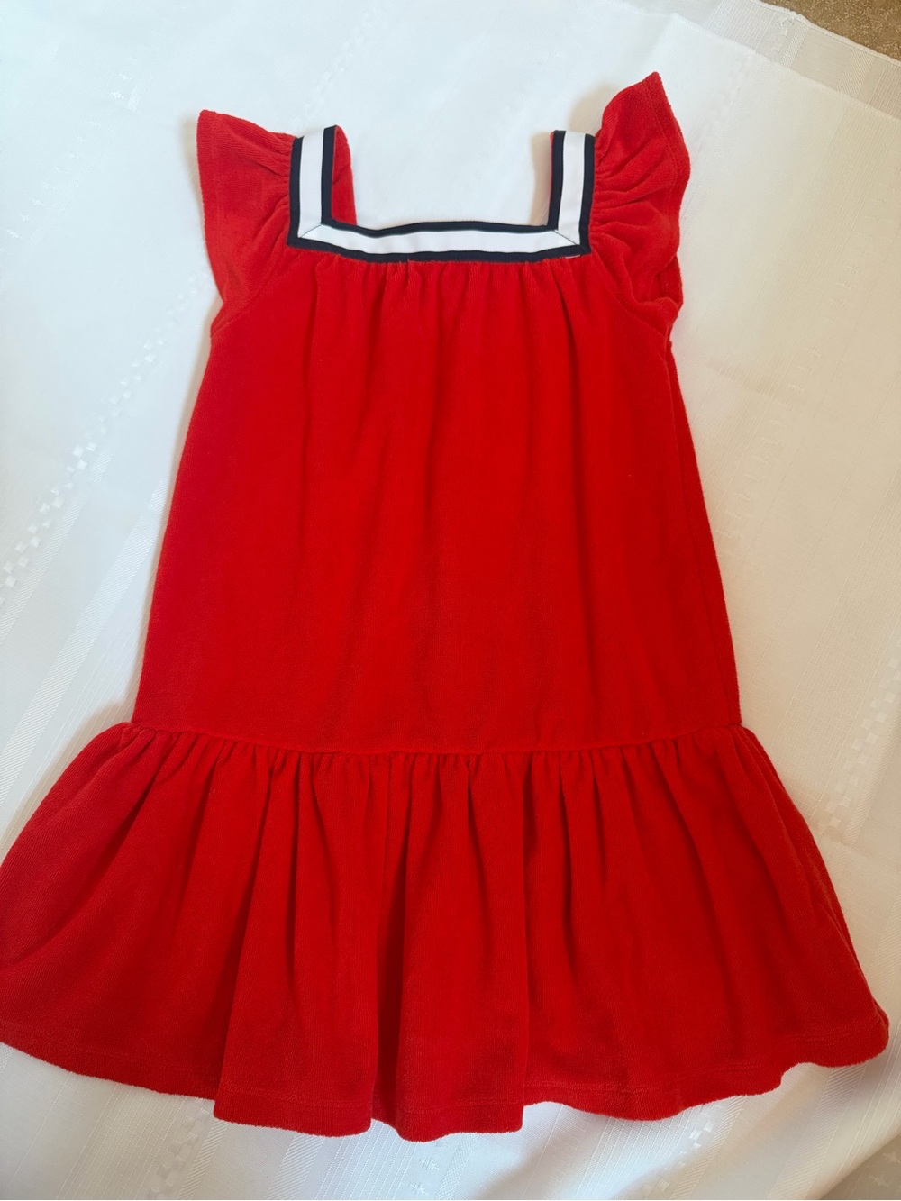 Janie and Jack Red Square Neck Ruffle Hem Dress 4Y